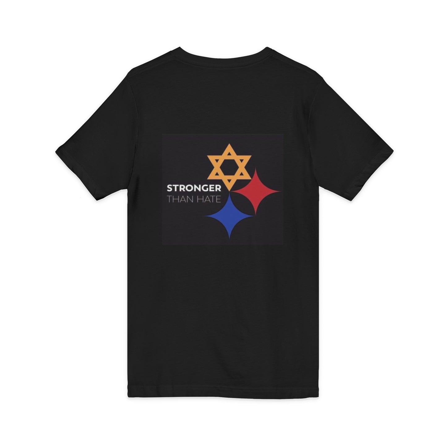Classic V-Neck Tee with Small Gold & Navy Crest Chest Logo