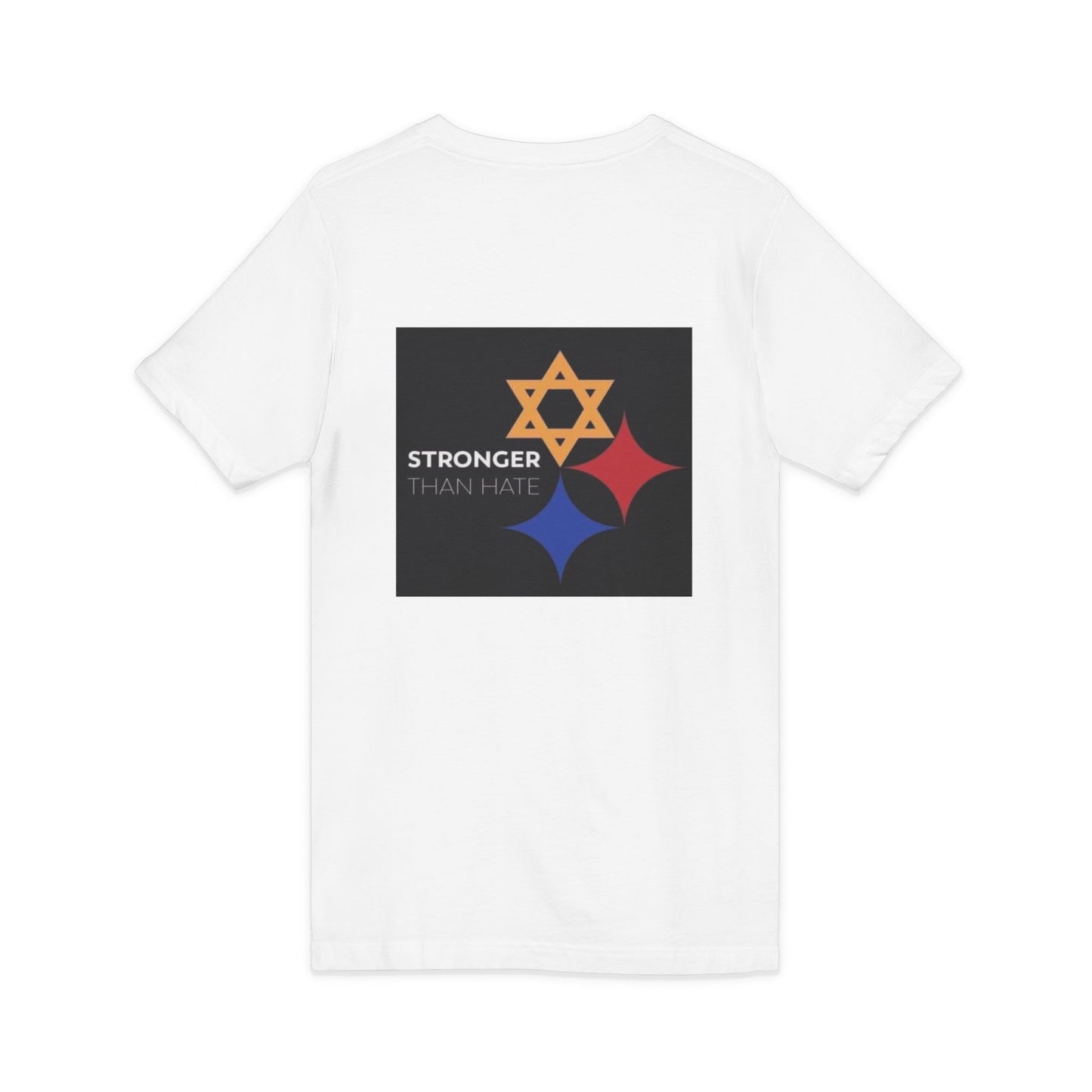 Classic V-Neck Tee with Small Gold & Navy Crest Chest Logo