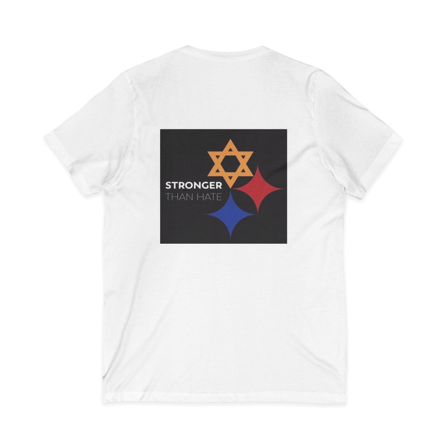 Classic V-Neck Tee with Small Gold & Navy Crest Chest Logo